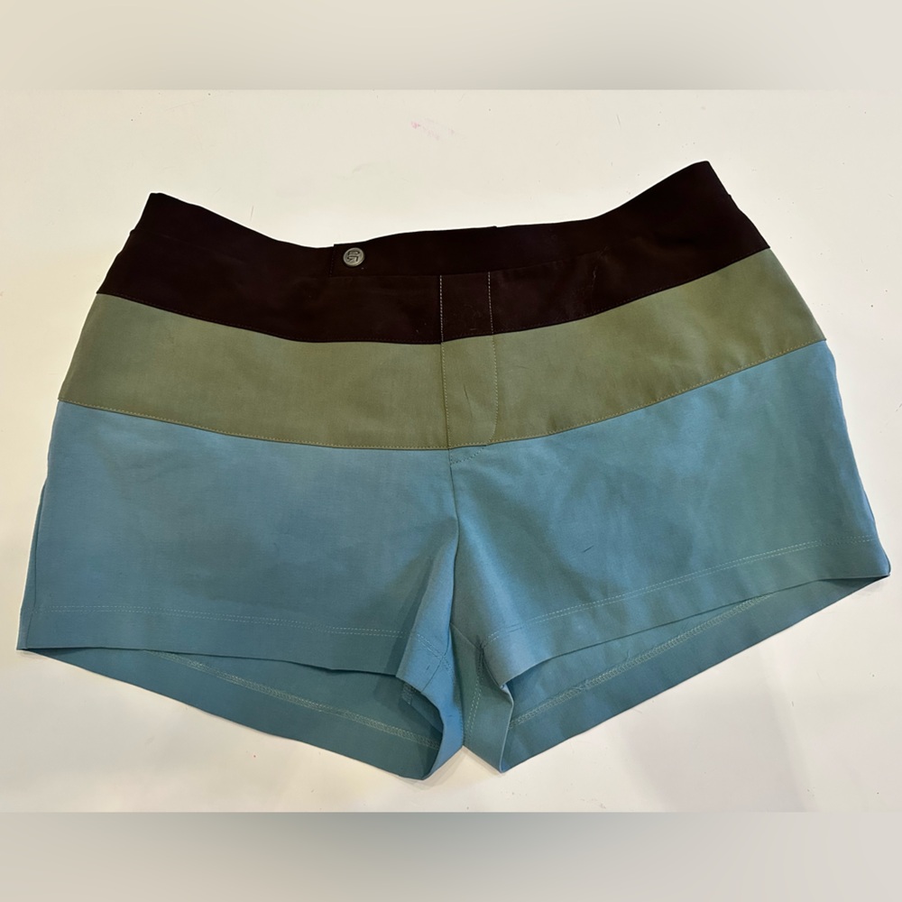 Parke & Ronen Men's Colorblock Swim Trunks in Black, Olive, and Teal